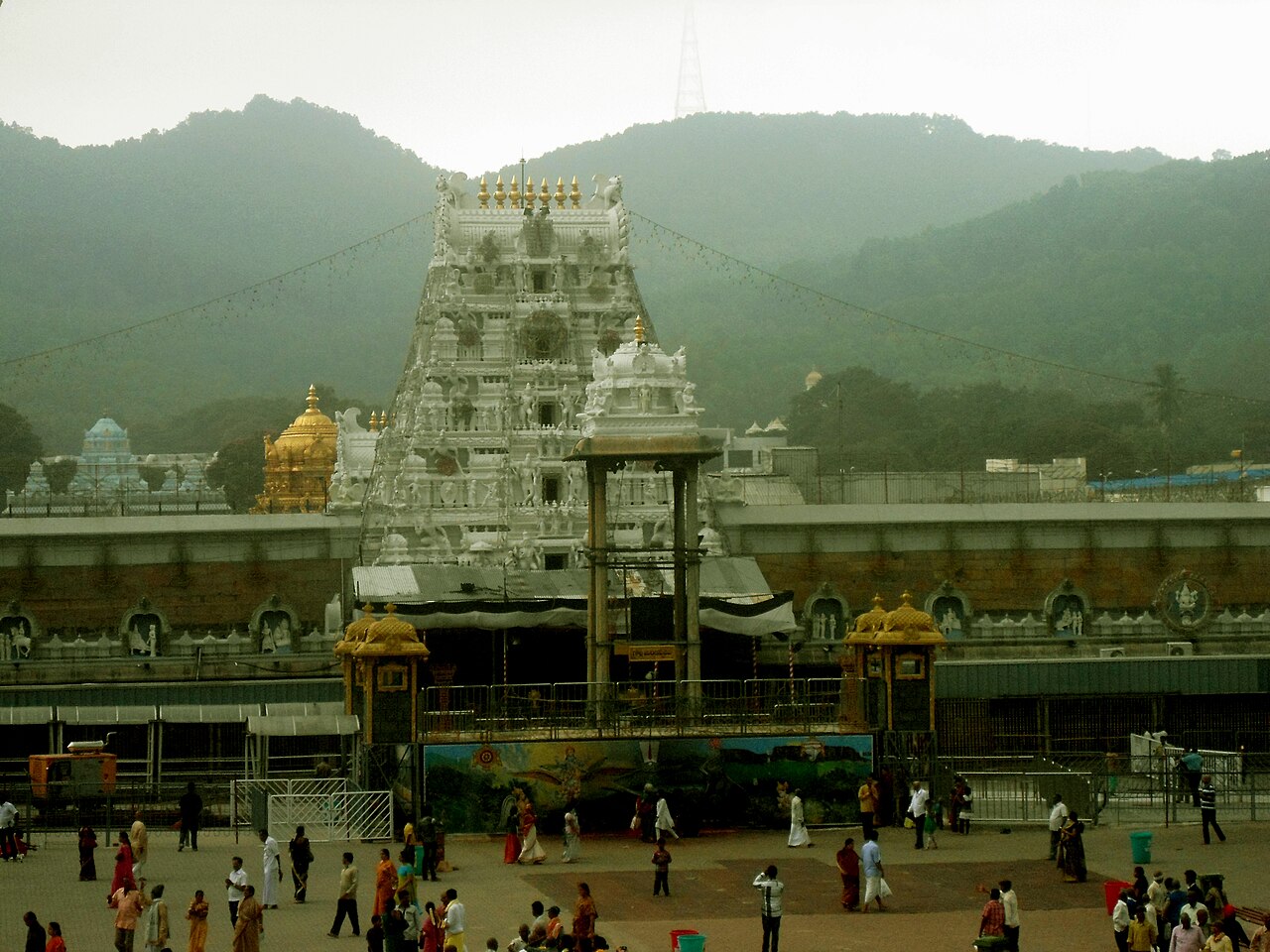 Tirumala Venkateswara Temple with the hills behind